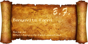 Benyovits Fanni névjegykártya